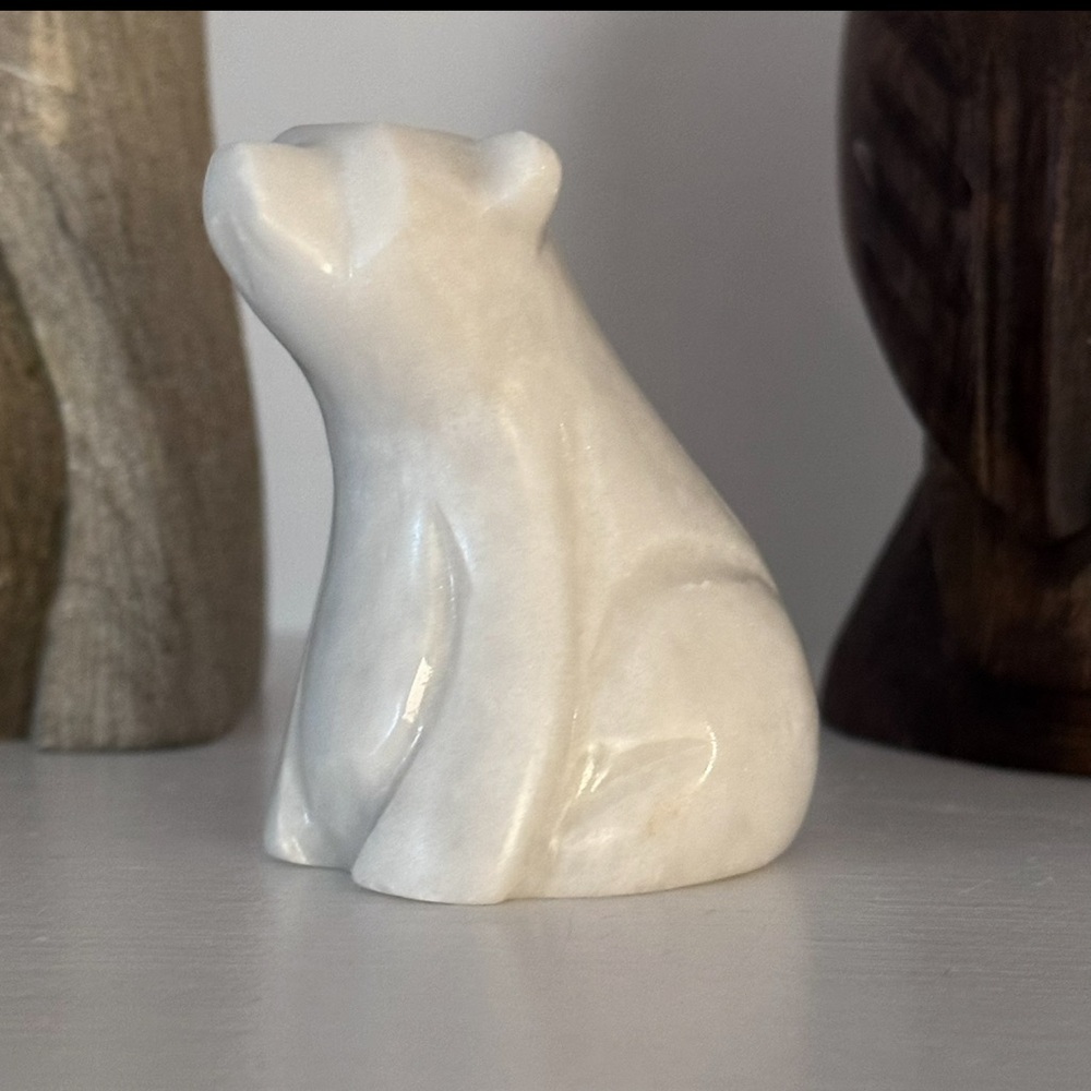 Adorable Natural Stone Hand carved Polar Bear Figurine